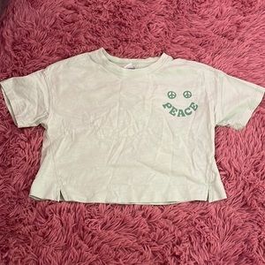 old navy, green peace cropped kids shirt